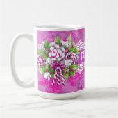 Gepersonaliseerde Sweet Pink en Paarse kerst Koffiemok (Links)