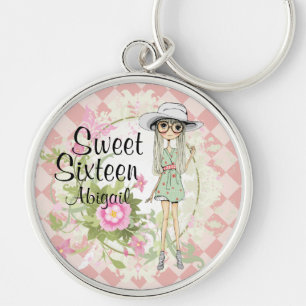 Gepersonaliseerde Sweet Sixteen Cool Girl Sweet 16 Sleutelhanger