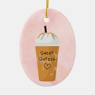Gepersonaliseerde Sweet Sixteen i-ced koffie kerst Keramisch Ornament