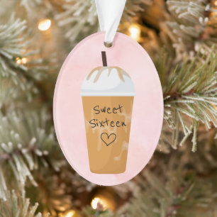 Gepersonaliseerde Sweet Sixteen i-ced koffie kerst Ornament