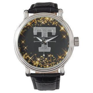 Gepersonaliseerde T-Initiaal Silver Monogram Jouw Horloge