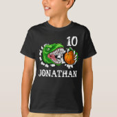 Gepersonaliseerde T-Rex Basketball 10e verjaardag T-shirt (Voorkant)