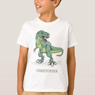Gepersonaliseerde t-rex boyverjaardagstaarten tira t-shirt