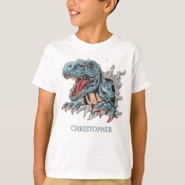 Gepersonaliseerde t-rex dinosaurus jongen verjaard t-shirt