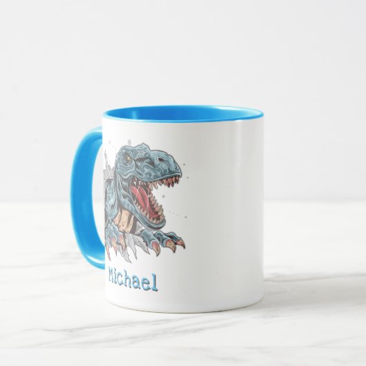Gepersonaliseerde T-Rex dinosaurus-mok Mok (Voorkant links)