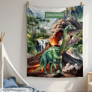 Gepersonaliseerde T-Rex Dinosaurus Verjaardag Blan Fleece Deken