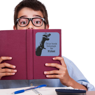 Gepersonaliseerde T-Rex Dit boek behoort tot Vierkante Sticker