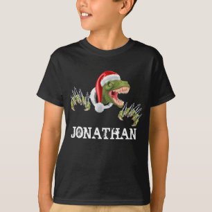 Gepersonaliseerde T-Rex Santa Claus Dinosaur T-shirt