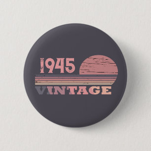 Gepersonaliseerde tachtig vintage 80ste verjaardag ronde button 5,7 cm