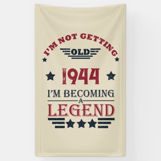 Gepersonaliseerde tachtig vintage 80ste verjaardag spandoek (Verticaal)