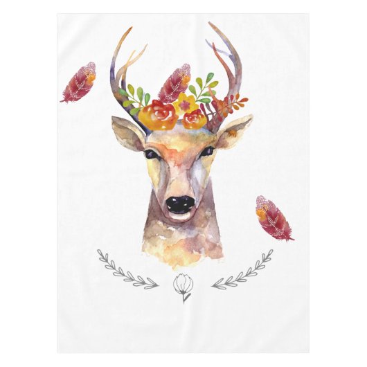 Gepersonaliseerde tafelkleed boho hert Buck Head B (Voorkant)