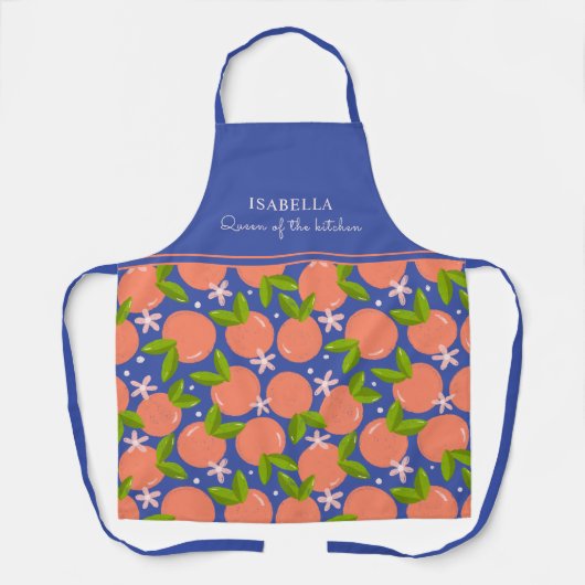 Gepersonaliseerde Tangerine Modern Citrus Pattern  Schort (Voorkant)