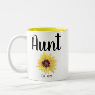Gepersonaliseerde tante Oost. Zonnebloem, geverfd Tweekleurige Koffiemok