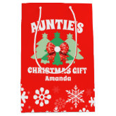 Gepersonaliseerde tante's kerstcadeau medium cadeauzakje (Voorkant)