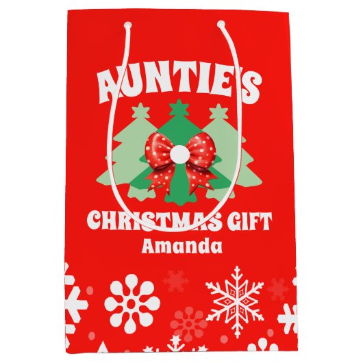 Gepersonaliseerde tante's kerstcadeau medium cadeauzakje (Voorkant)