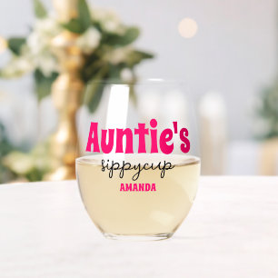 Gepersonaliseerde tante's Sippy Cup Wijnglas Zonder Voet