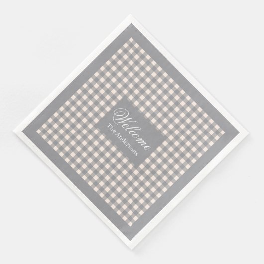 Gepersonaliseerde Tartan servetten trendy esthetis (Hoek)