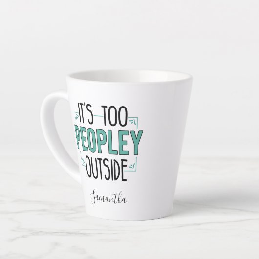 Gepersonaliseerde te Peopley buiten Introvert Gag Latte Mok (Linkerhoek)