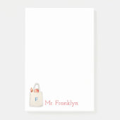 Gepersonaliseerde Teacher Notitieblok Tas met Bow Post-it® Notes (Voorkant)