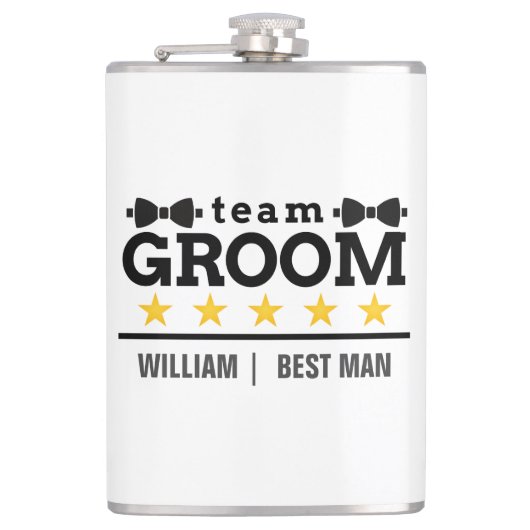 Gepersonaliseerde Team Groom Beste Man Heupfles (Voorkant)