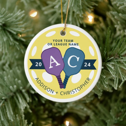 Gepersonaliseerde Team Pickleball Kerst Ornament (Boom)