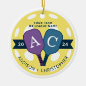 Gepersonaliseerde Team Pickleball Kerst Ornament (Voorkant)