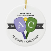 Gepersonaliseerde Team Player Pickleball Ornament (Voorkant)