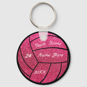 Gepersonaliseerde teamnaam Roze glitter volleybal Sleutelhanger