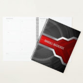 Gepersonaliseerde techno-thema rood en zwart planner (Display)