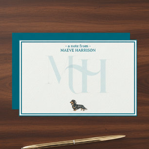 Gepersonaliseerde Teckel Monogram Kaart Set