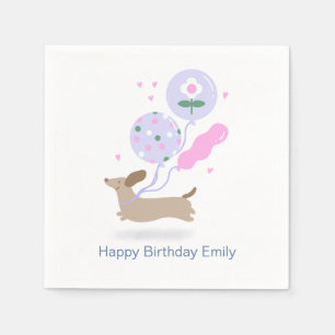 Gepersonaliseerde Teckel Verjaardagsfeest Hondenli Servet