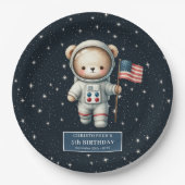 Gepersonaliseerde Teddy Astronaut Boy Party Bord (Voorkant)