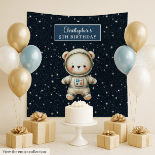 Gepersonaliseerde Teddy Astronaut Boy Verjaardag A Wandkleed