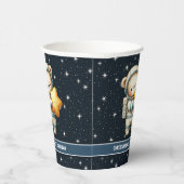 Gepersonaliseerde Teddy Bear Astronaut Boy Verjaar Papieren Bekers (Rechts)