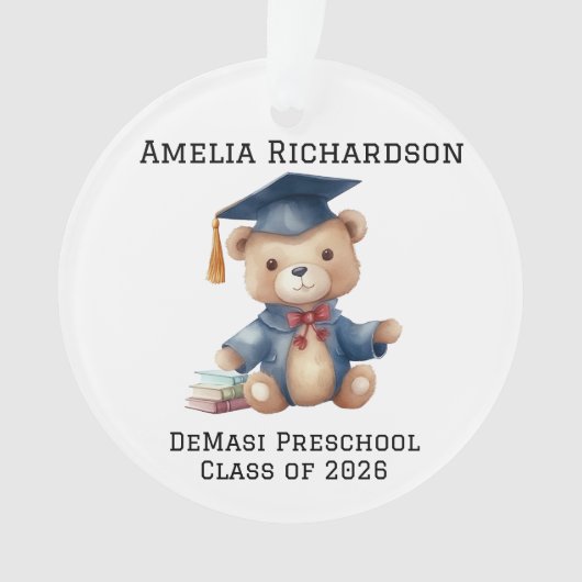 Gepersonaliseerde Teddy Bear Kindergarten Afstuder Ornament (voorkant)
