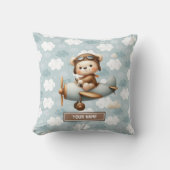 Gepersonaliseerde Teddy Bear Pilot Baby Pillow voo Kussen (Voorkant)