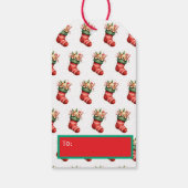 Gepersonaliseerde Teddy Bear & Stocking Christmas  Cadeaulabel (Achterkant)