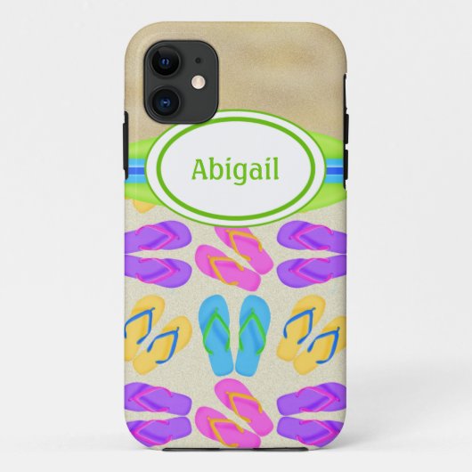 Gepersonaliseerde Teenslippers en strand iPhone 5  Case-Mate iPhone Case (Achterkant)