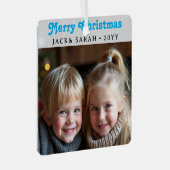 Gepersonaliseerde tekst 2 Foto Groene Retro Typogr Metalen Ornament (Voorkant Rechts)