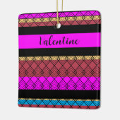 Gepersonaliseerde tekst Elegant gestreept donker v Keramisch Ornament (Links)