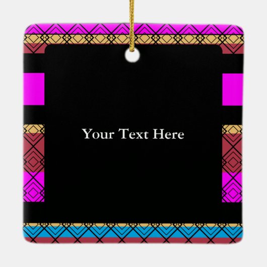 Gepersonaliseerde tekst Elegant gestreept donker v Keramisch Ornament (Achterkant)