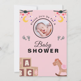Gepersonaliseerde tekst en foto Baby shower Kaart