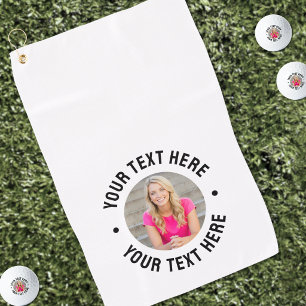 Gepersonaliseerde tekst en foto golfhanddoek