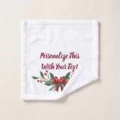 Gepersonaliseerde tekst Holly en Berry Kerstmis Bad Handdoek (Wasdoekje)