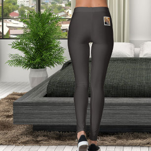 Gepersonaliseerde tekst huisdier foto diep koolsto leggings