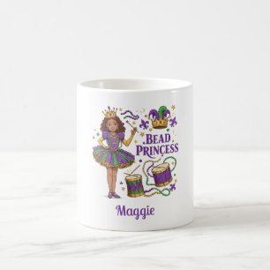 Gepersonaliseerde Tekst Kralen Prinses - Mardi Gra Koffiemok