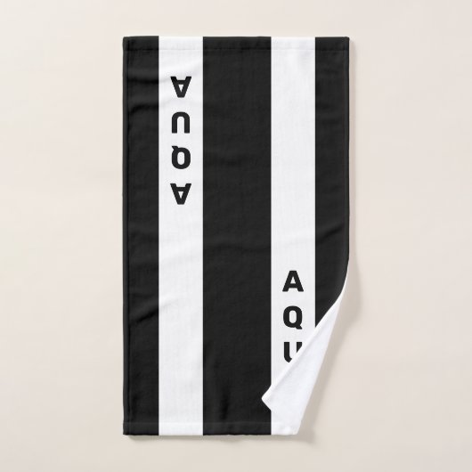 Gepersonaliseerde tekst op zwart-wit gestreept bad handdoek (Handdoek)
