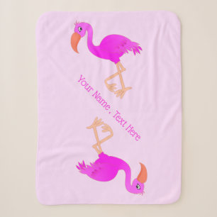 Gepersonaliseerde tekst Sherpa Deken Roze Flamingo