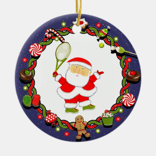 Gepersonaliseerde Tennis Keepsake Gift Keramisch Ornament (Voorkant)