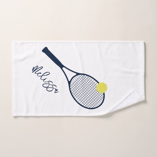 Gepersonaliseerde Tennis Player Racket en Ball Mot Handdoek (Handdoek)